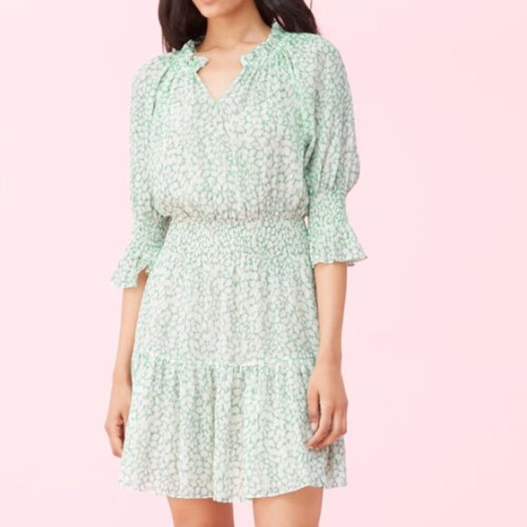 Rebecca Taylor Ikat Leaf Smocked Dress Size XSmall - Picture 1 of 9